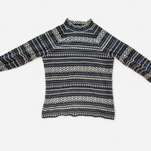 unbranded Sweaters - Vintage Y2K Snowflake Pattern Blue White Fleece Mock Neck Sweater Winter Holiday